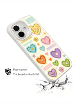Pastel Fairytale Hearts design on an iPhone 16 Plus case