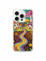 Vertical pastel rainbow lane artwork on an iPhone 16 Pro Max case