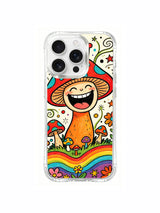Pastel rainbow mushroom artwork on an iPhone 16 Pro Max case