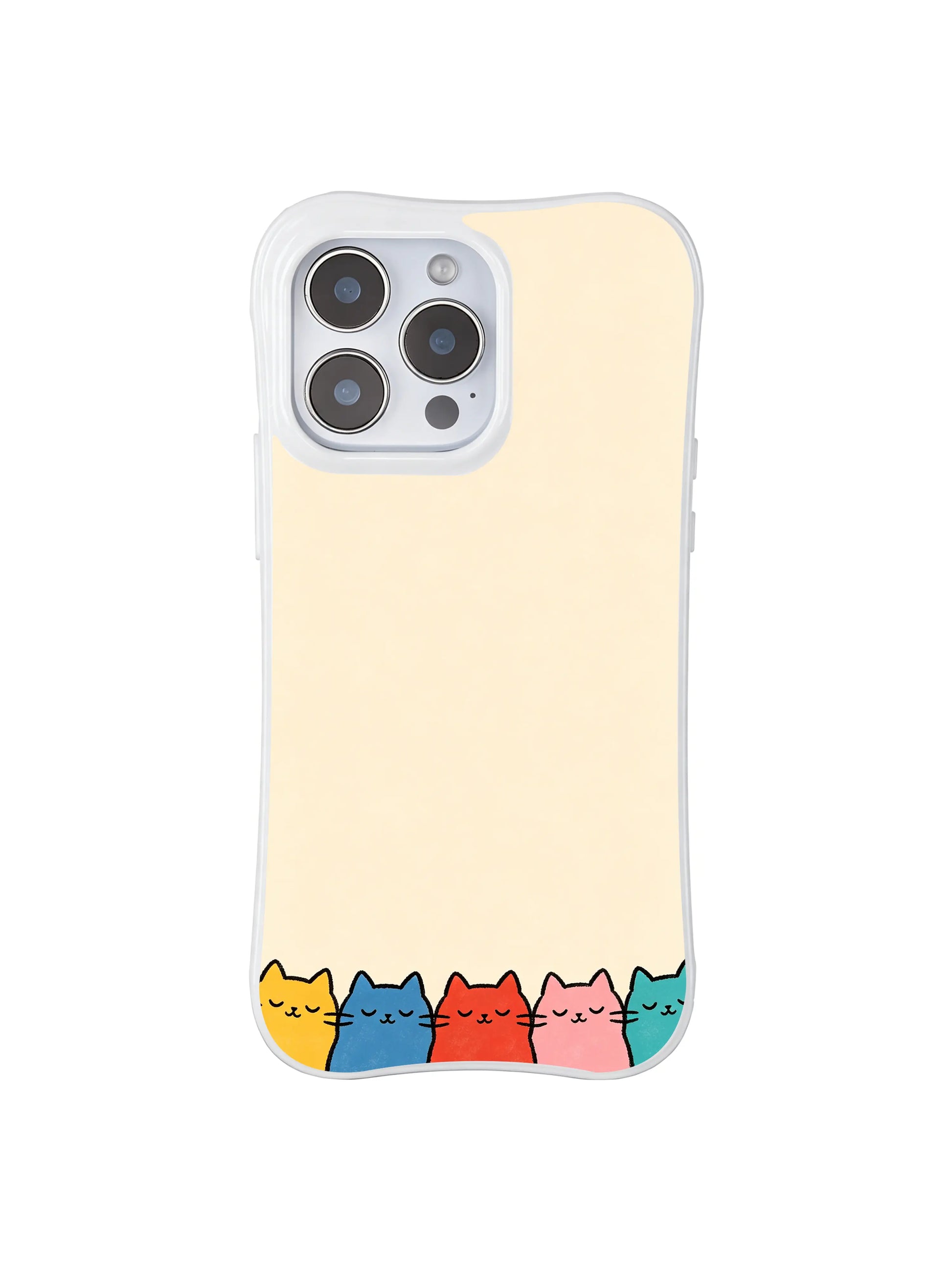 PhoneCasing iPhone 16 Pro Max showcasing Peach Stack Kitty Squad, cats that feel like a cozy little hug with a touch of silly, clumsy fun.