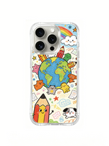 PhoneCasing iPhone 16 Pro Case with pencil planet space scene illustration, exclusive Milo Yun design, premium art case for iPhone 16 Pro.