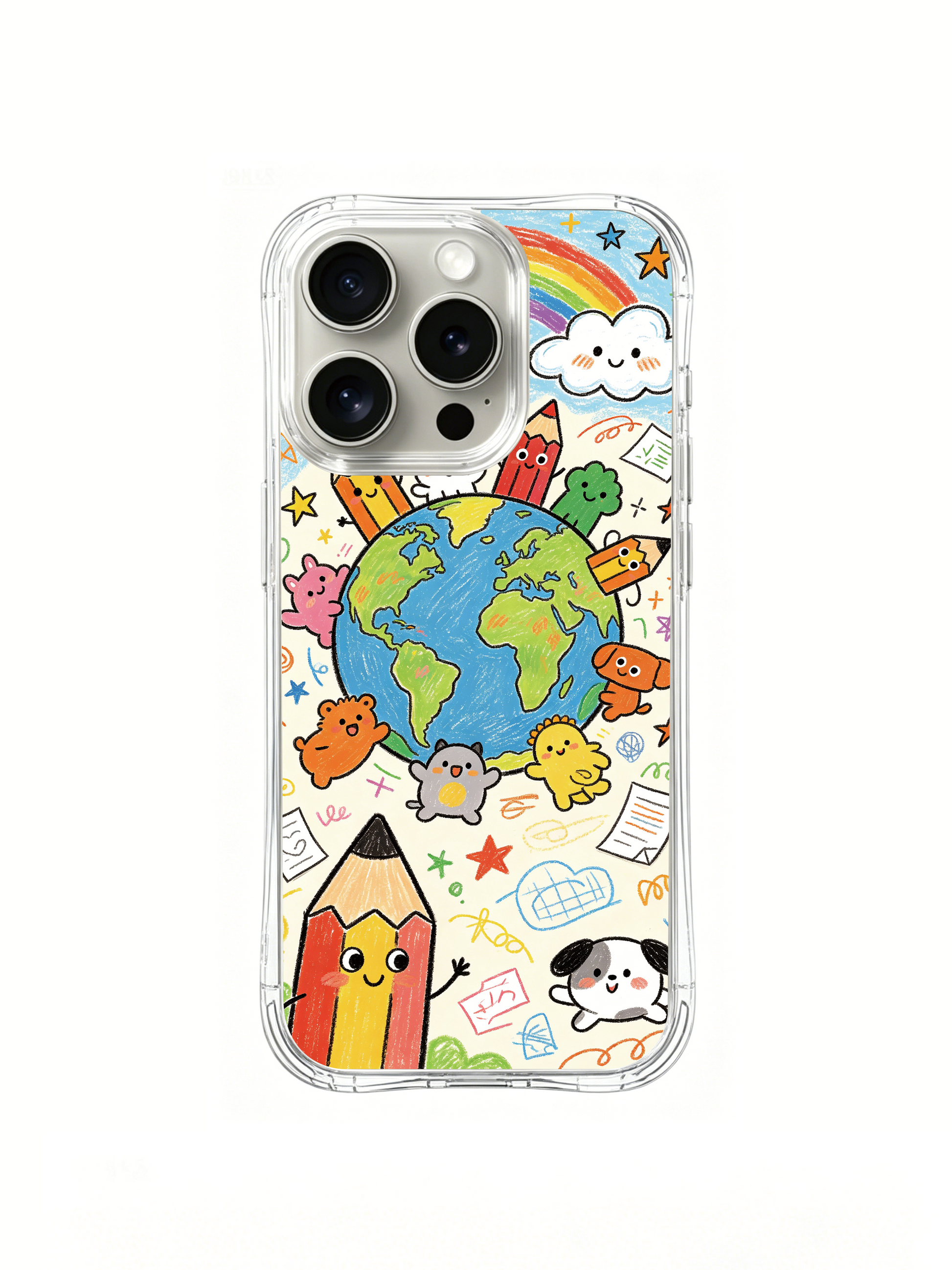 PhoneCasing iPhone 16 Pro Case with pencil planet space scene illustration, exclusive Milo Yun design, premium art case for iPhone 16 Pro.