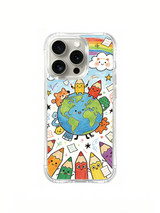 PhoneCasing iPhone 16 Pro Case with pencil planet star scene, exclusive artist design, premium protective case for iPhone 16 Pro.