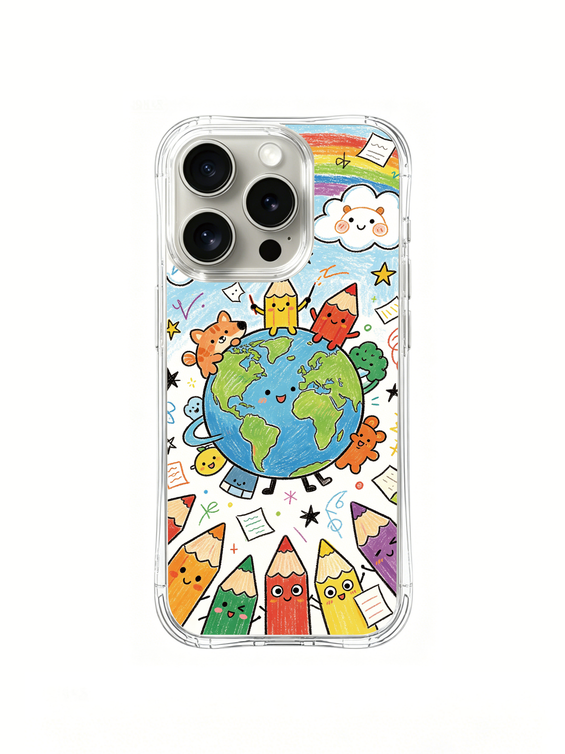 PhoneCasing iPhone 16 Pro Case with pencil planet star scene, exclusive artist design, premium protective case for iPhone 16 Pro.
