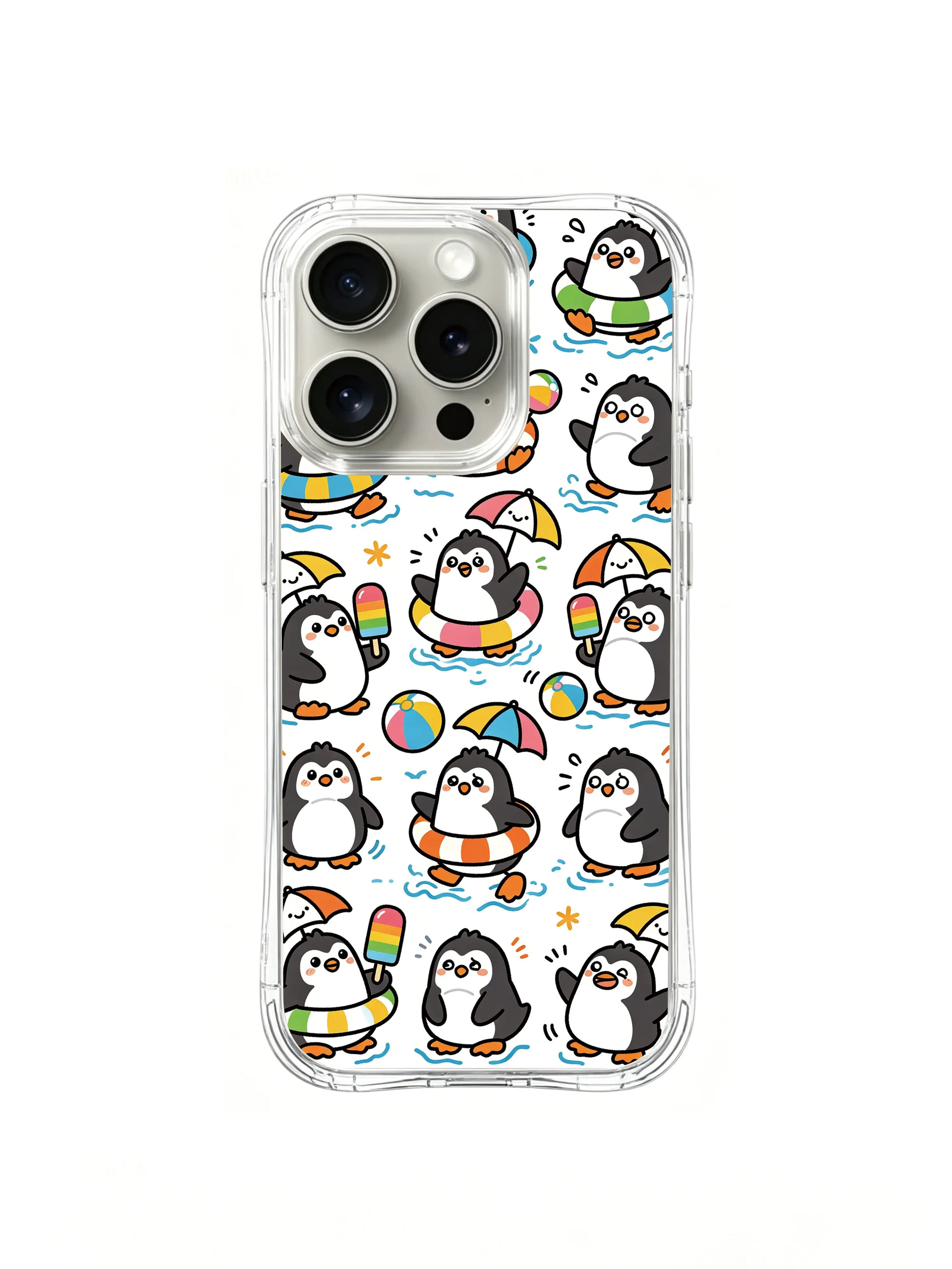 PhoneCasing iPhone 16 Pro Case with the penguins’ summer adventure, exclusive artist-collaborated design, premium art case.