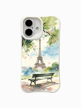 PhoneCasing Picnic under Eiffel fine art iPhone 16 Case, original watercolor illustration by artist Matisse Dufré