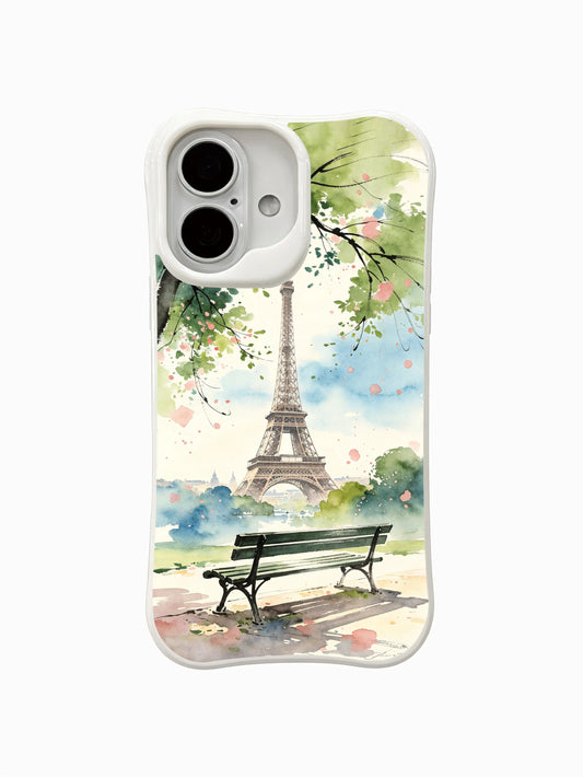 PhoneCasing Picnic under Eiffel fine art iPhone 16 Case, original watercolor illustration by artist Matisse Dufré