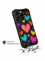 Pink Cyan Orange Heart Doodle görseli içeren iPhone 13 Pro Max kılıfı