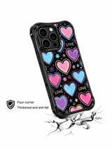 PhoneCasing iPhone 13 Pro Max casing showcasing multi-layer pastel bubblegum hearts, tiny star flower swirl accents sweet girl aesthetic phone case.