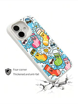 Playful bubble and sock artwork on an iPhone 16 Plus case