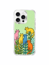 PhoneCasing iPhone 16 pro max clear case with cats that look like flowers, a whimsical design that feels fresh and lively.
