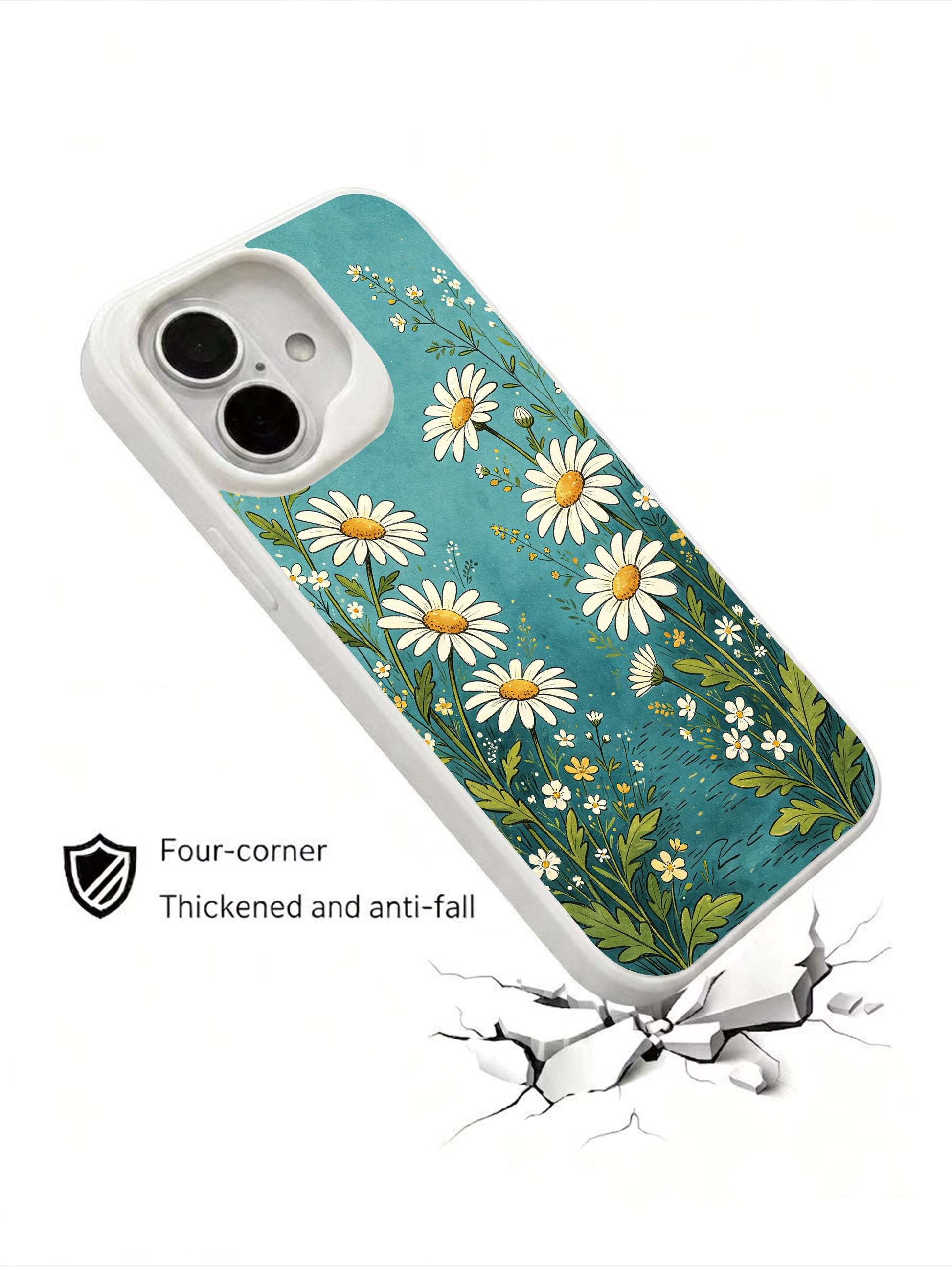 PhoneCasing playful dreamy floral scene iPhone 16 Plus Case, premium artist crafted art case with durable build.