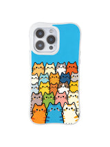 PhoneCasing iPhone 16 pro max protective case with a playful gathering of cats, capturing the fun and chaos of a feline group photo.