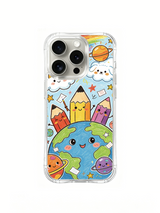 PhoneCasing iPhone 16 Pro Case with playful kawaii pencil planet illustration, Milo Yun’s exclusive art design for stylish everyday use.