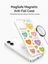 Polka Dot Heart Doodles on an iPhone 16 Plus case