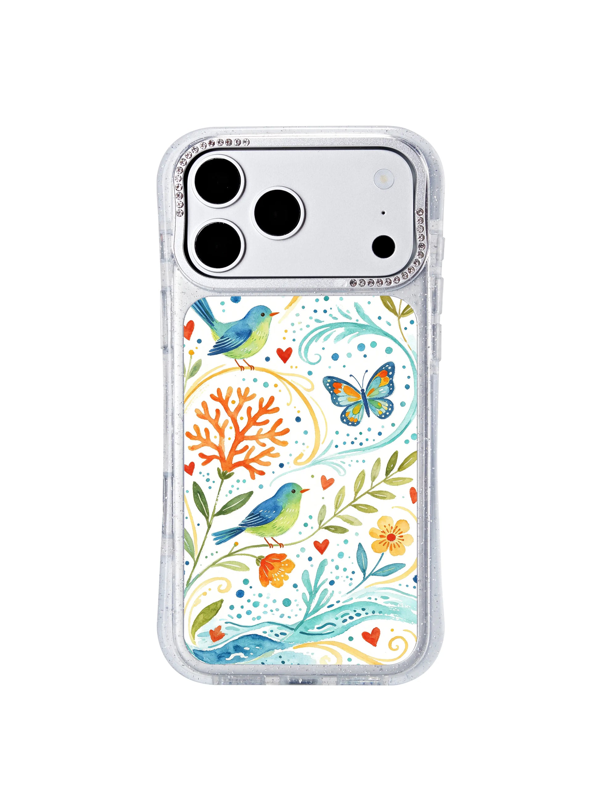 PhoneCasing precision cutout iphone 17 pro Max case with perfectly aligned port and button openings, unobstructed volume and power controls paired with the whimsical coastal dot garden folk pattern.