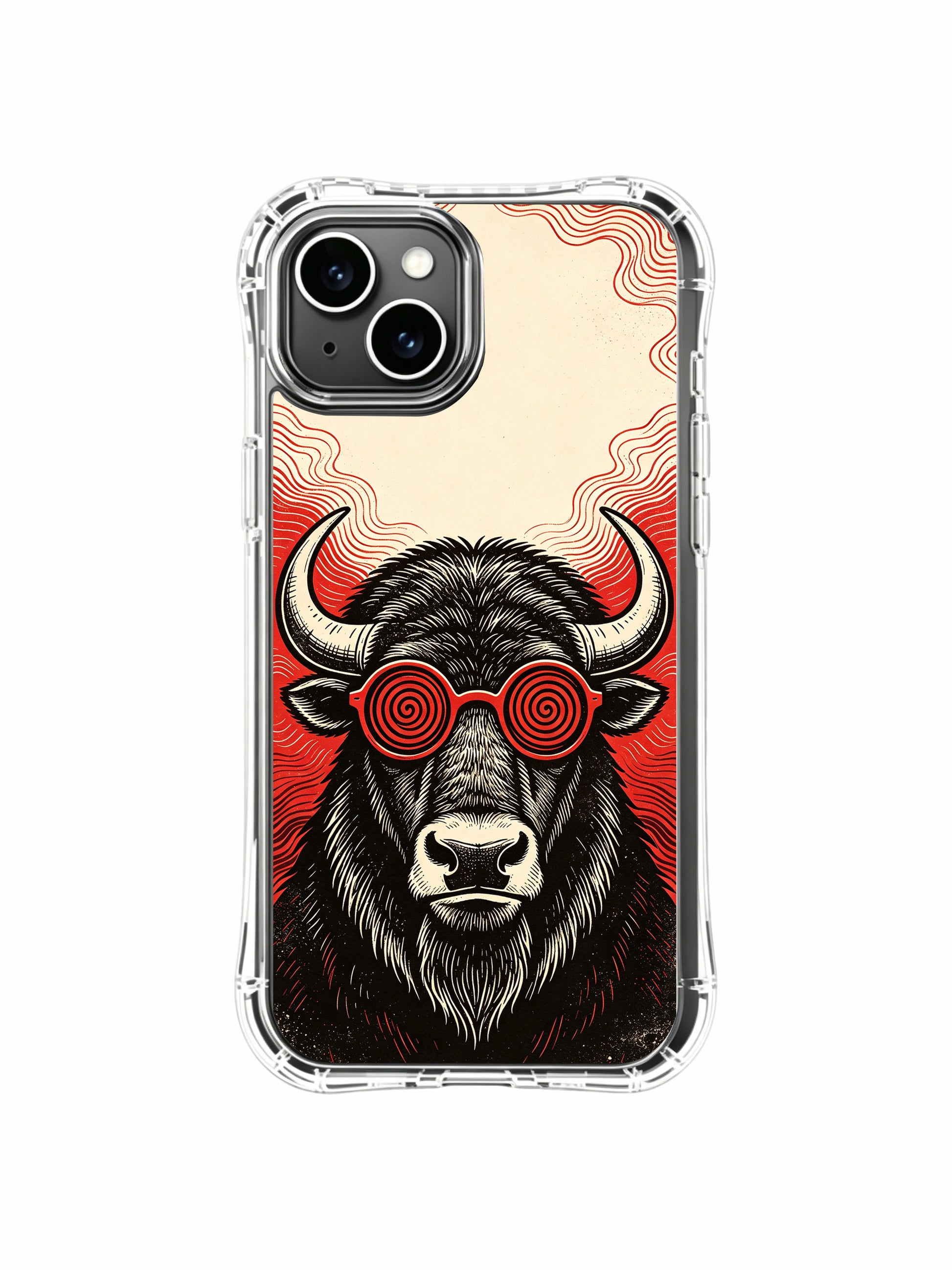 Premium collectible buffalo art PhoneCasing iPhone 13 Case, world-class Rufus Vale exclusive design ideal luxury holiday gift for American women art lovers.