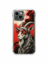 High-end collectible Red Frequency Goat art PhoneCasing iPhone 13 Case, globally acclaimed Rufus Vale exclusive print functioning as premium holiday art gift for American women art lovers.