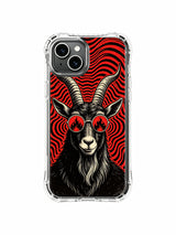 High-end collectible Red Wave Flame Lens Goat art PhoneCasing iPhone 13 Case, globally acclaimed Rufus Vale exclusive print functioning as premium holiday art gift for American women art lovers.