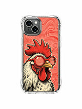 Red-lens rooster artwork artwork on an iPhone 13 case