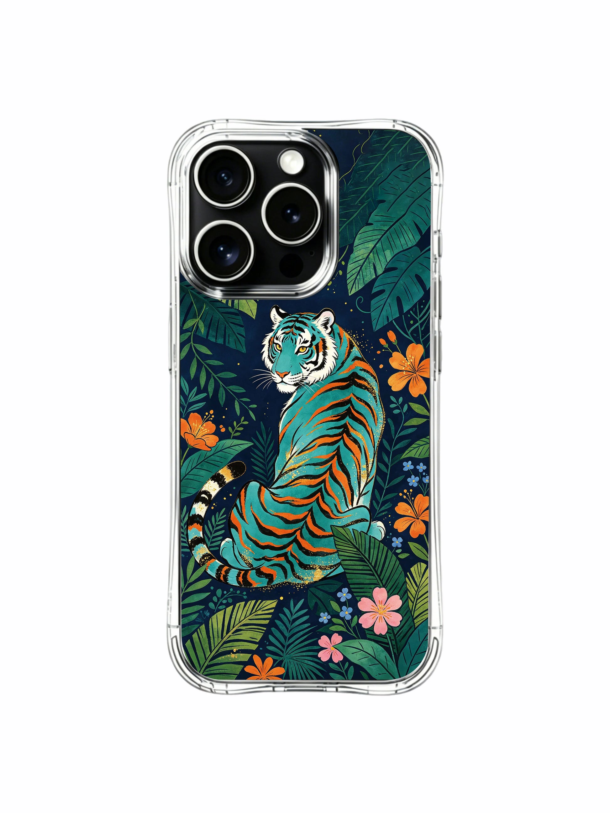 Premium collector-grade dreamscape teal jungle tiger iPhone 13 pro Case from PhoneCasing, exclusive Elias Nocturne licensed print phone cover, thoughtful luxury art gift phone casing for art enthusiast women