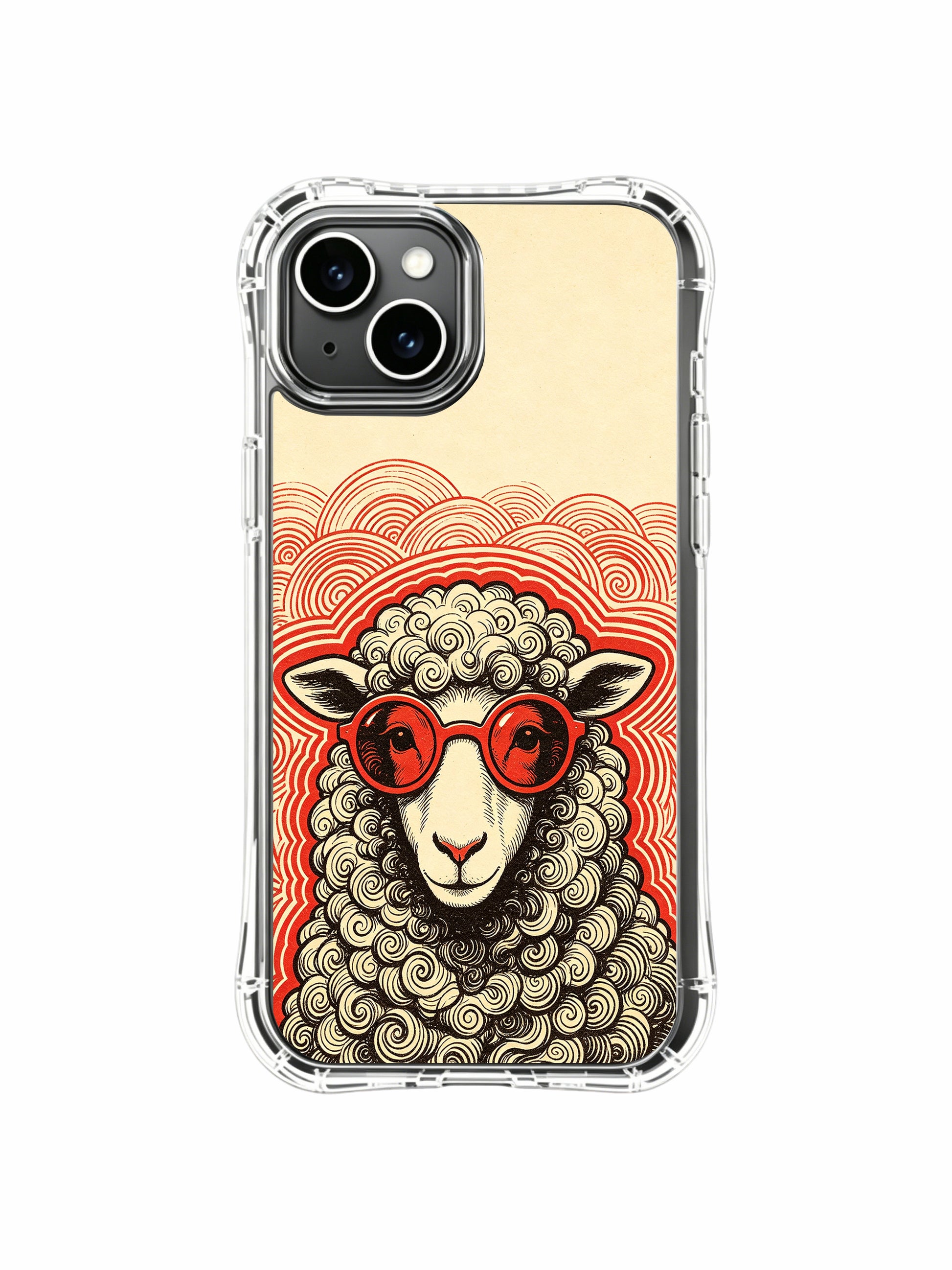 Iconic soft wool psychedelic poet sheep collector artwork by Rufus Vale on PhoneCasing iPhone 13 Case, limited-edition handmade art phone casing shipped directly from California USA.