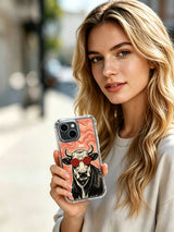 Surreal psychedelic farm animal portrait of beat-listening hypnotic cow by Rufus Vale for PhoneCasing iPhone 13 Case, luxury art accessory ideal as curated birthday gift for art collector ladies.