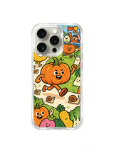 Pumpkin stadium scene artwork on an iPhone 16 Pro case