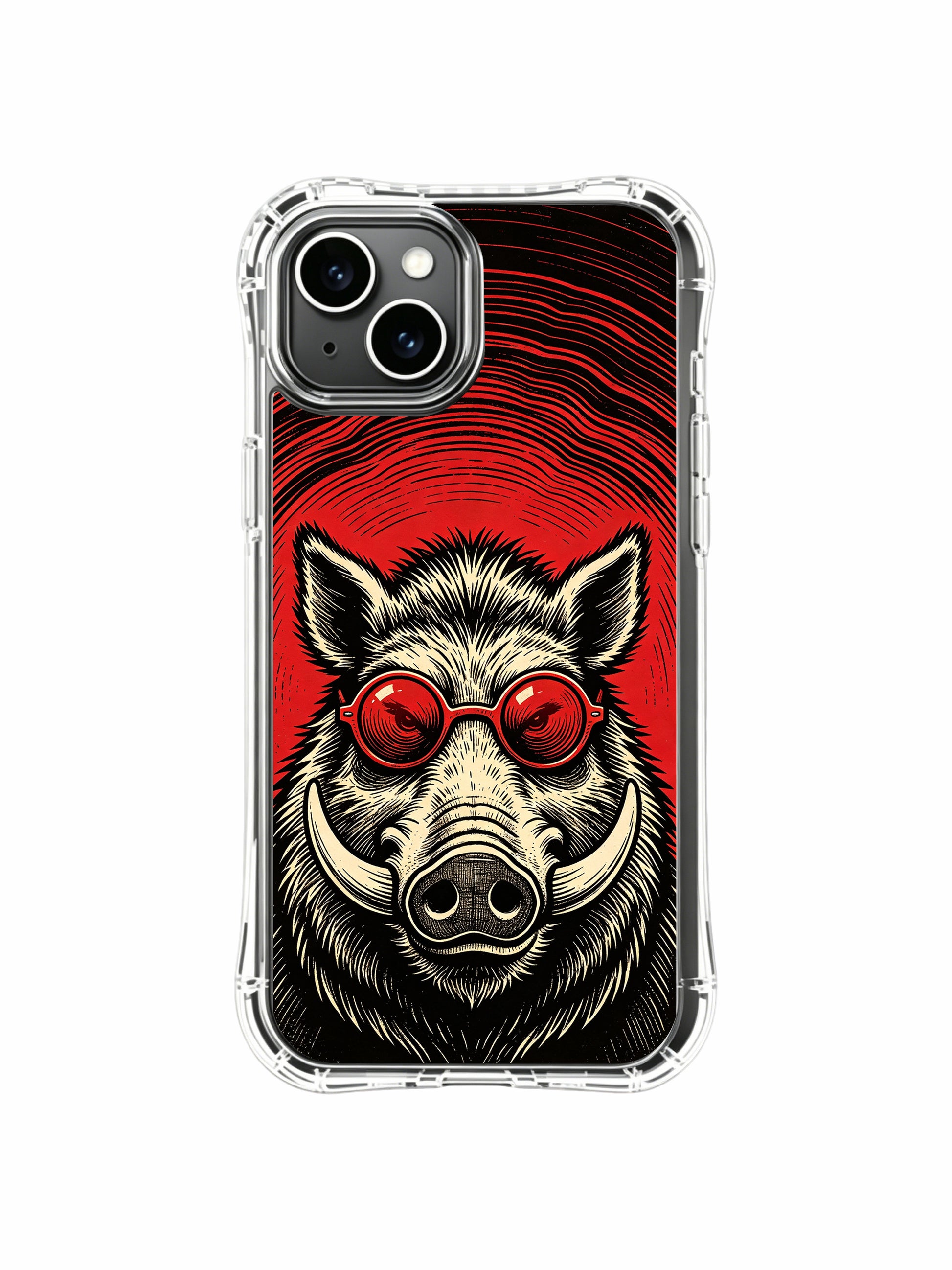 Vintage underground punk rock album cover aesthetic wild boar fine art on PhoneCasing iPhone 13 Case, stylish premium art casing curated for high-end women accessory inventory.
