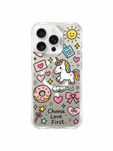 Purple Bow Unicorn Snack artwork on an iPhone 16 Pro Max case