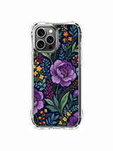 PhoneCasing iPhone 16 Pro Max Case with Purple Floral Nocturne art. Purple peonies and wild blooms, durable protective case.