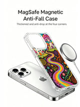 Giant purple-spotted mushroom house under teal sky artwork on an iPhone 16 Pro Max case