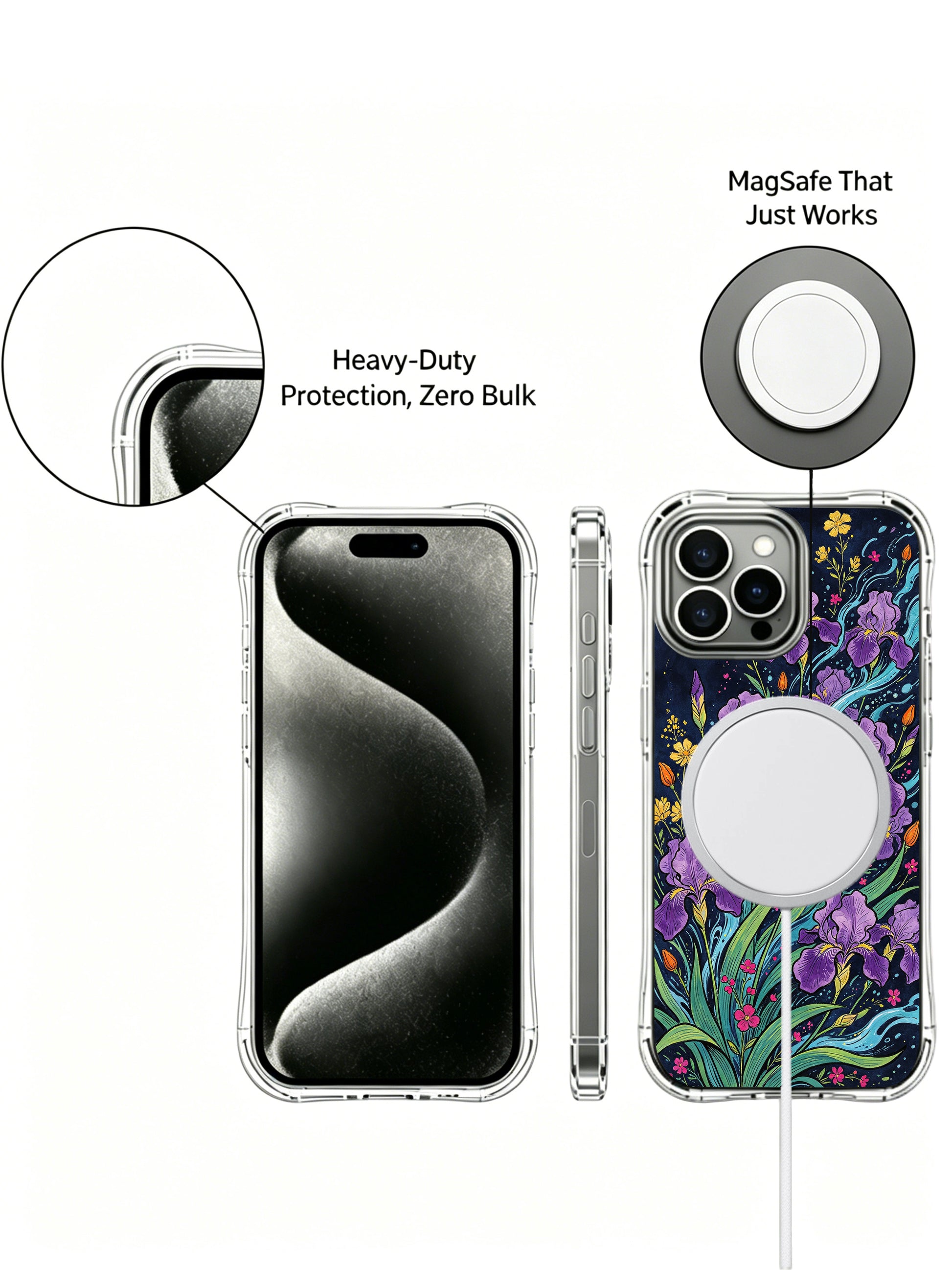 PhoneCasing iPhone 16 Pro Max Case with purple tidal blooms, a vibrant design that evokes emotion and freedom.
