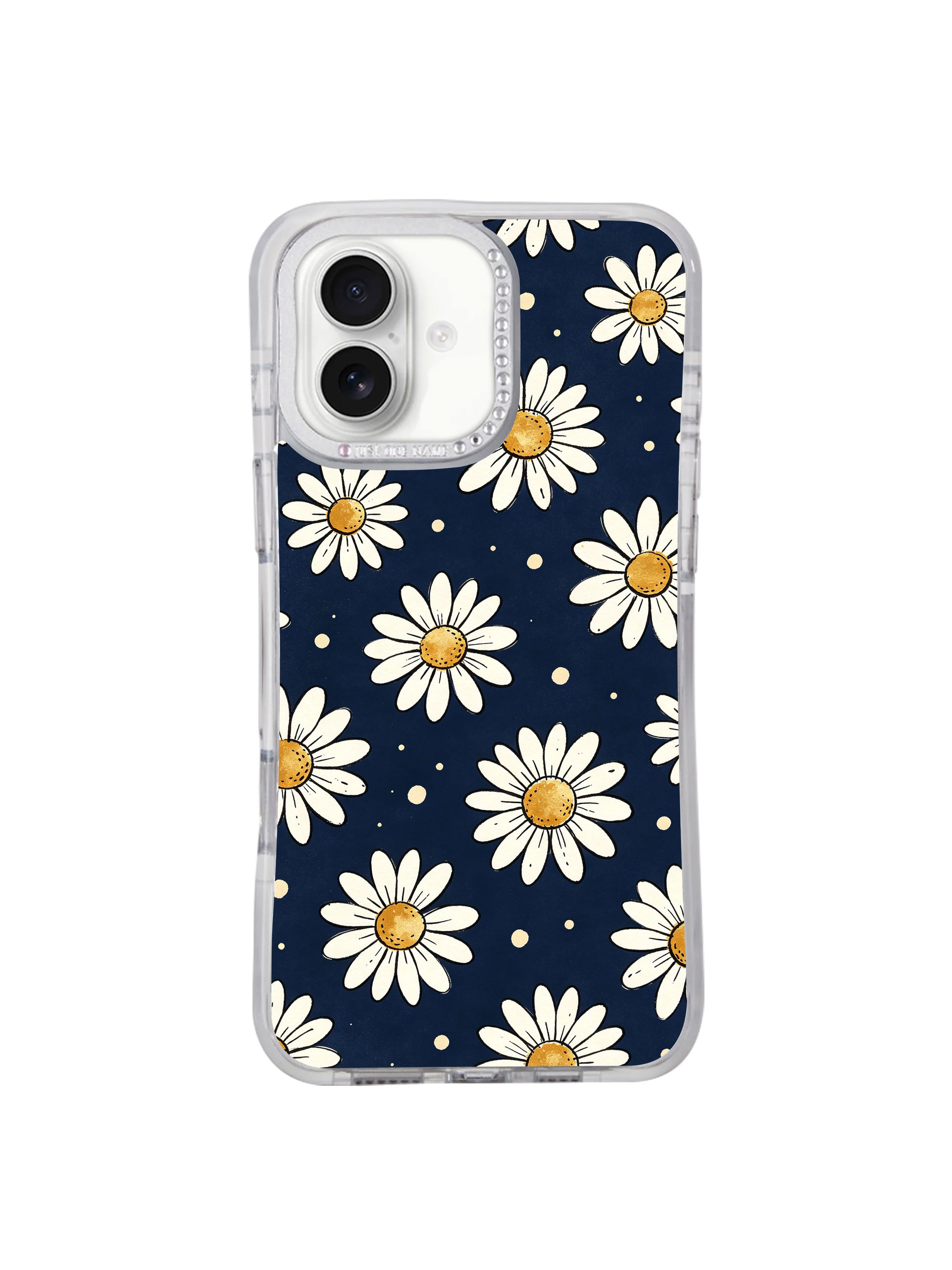 PhoneCasing quiet comfort self-care floral iPhone 17 casing for women, Solea Meadow Midnight Daisy Drift drifting daisies that represent peaceful nights, gentle hope and quiet self companionship.