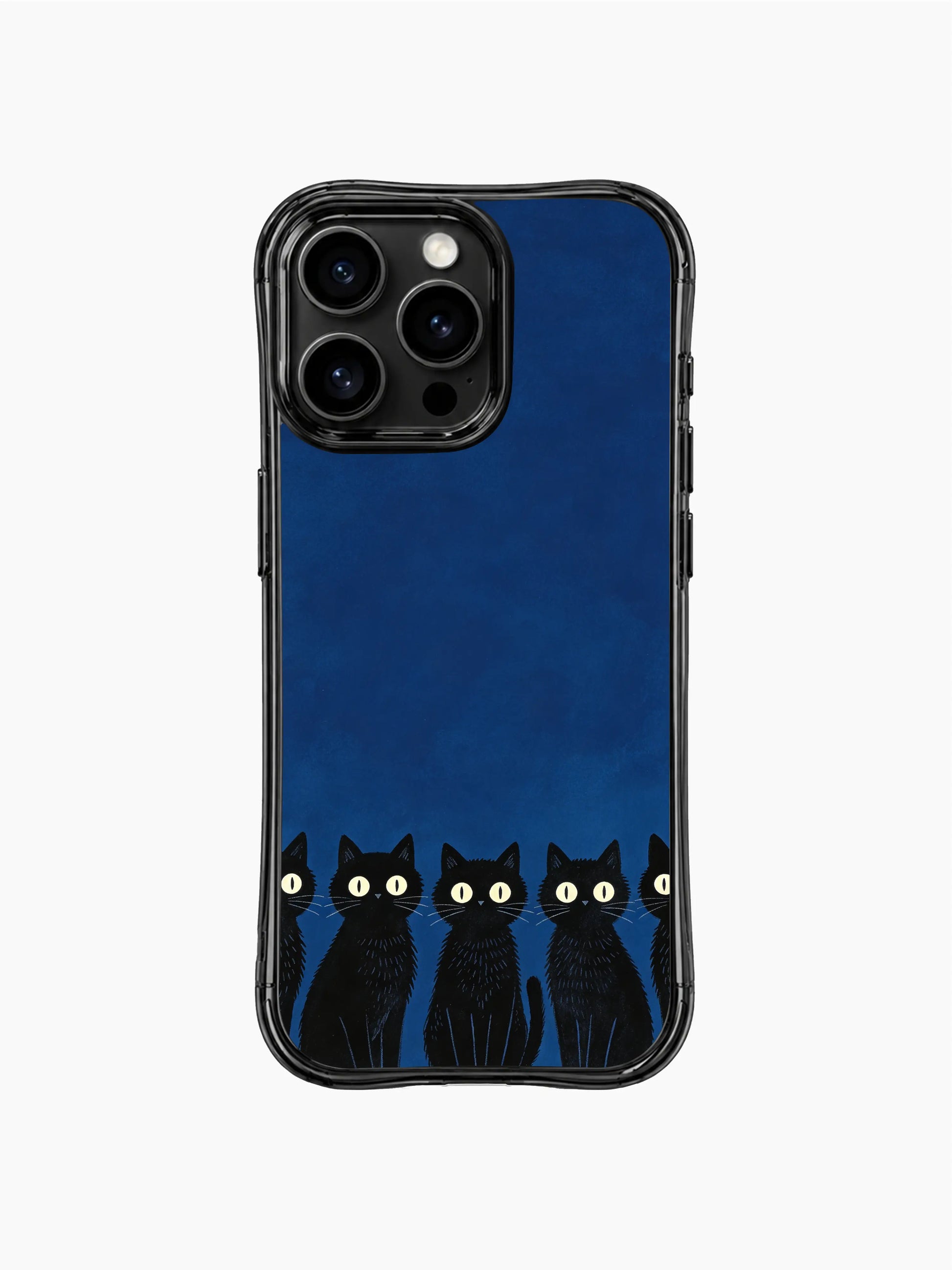 PhoneCasing iPhone 16 pro max scratch-resistant case featuring black cats with quiet strength, calm and fearless in the dark.