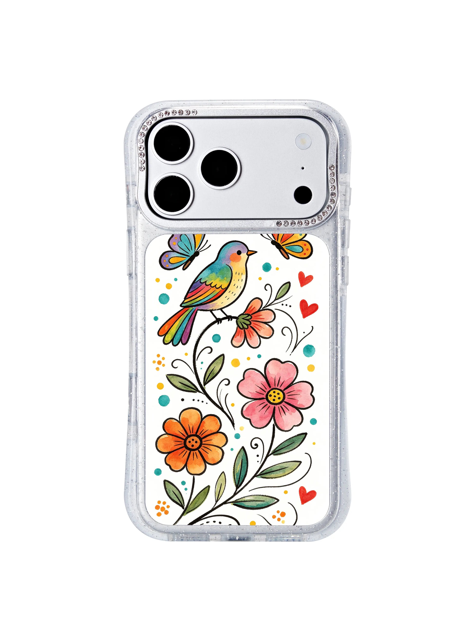 PhoneCasing motivational confidence-themed iphone 17 pro Max casing with Aurelia Finch’s rainbow bird illustration, a daily reminder to embrace growth and fly further.