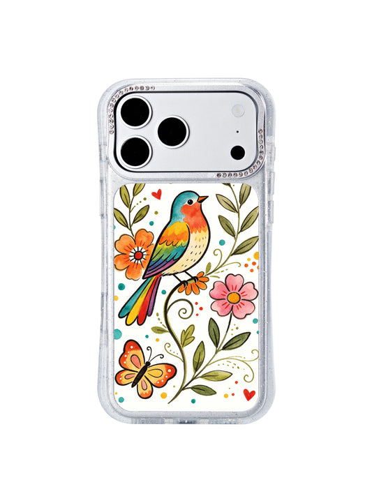 PhoneCasing shockproof drop protective iphone 17 pro Max casing with Aurelia Finch’s vibrant rainbow bird artwork, heavy-duty edge protection without compromising artistic style.