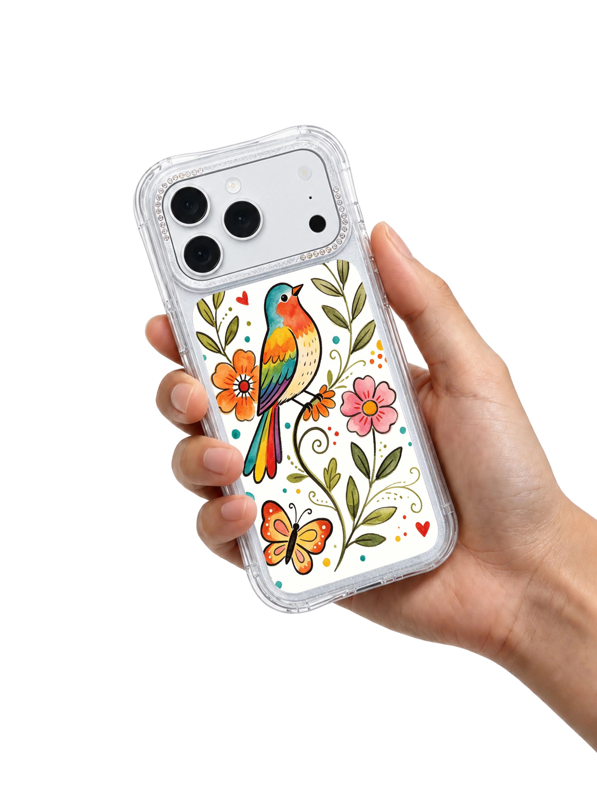 PhoneCasing fast US shipping iphone 17 pro Max case with Aurelia Finch’s rainbow bird design, printed and shipped directly from our California production facility.