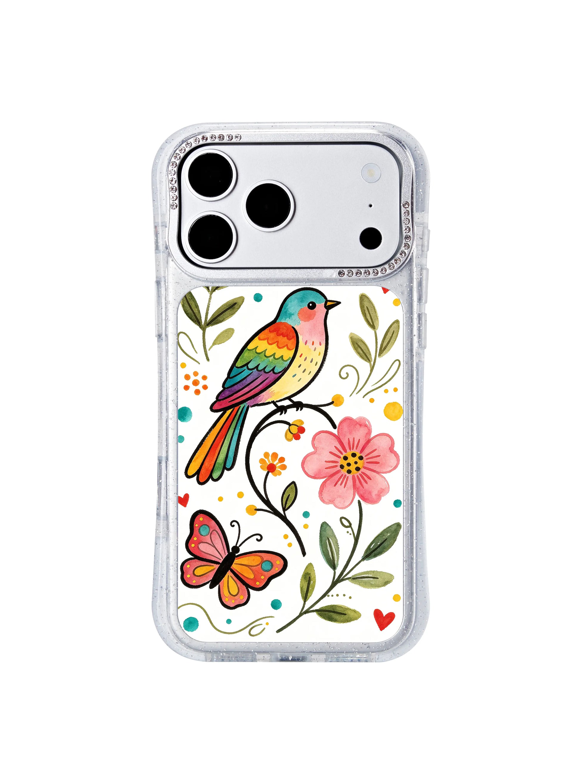 PhoneCasing bright colorful iphone 17 pro Max casing designed by Aurelia Finch, featuring a cheerful rainbow bird motif perfect for women who love bold artistic daily accessories.