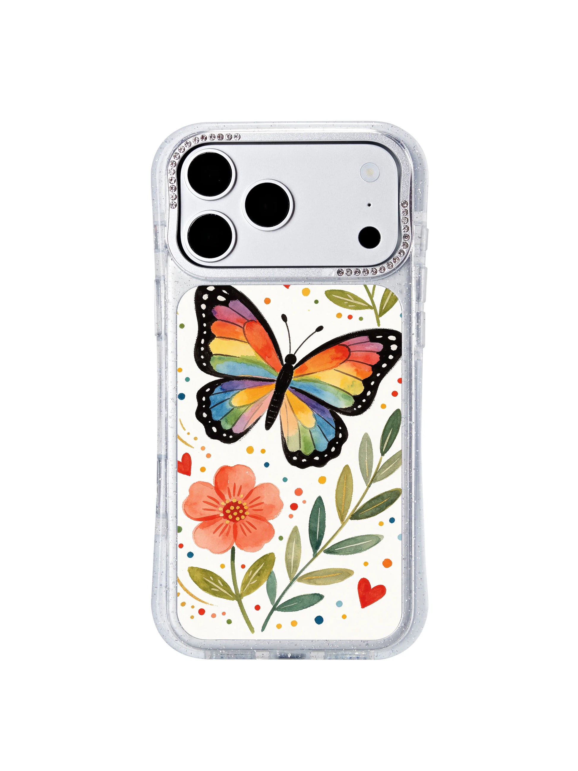 PhoneCasing MagSafe compatible iphone 17 pro Max casing showcasing Aurelia Finch’s Rainbow Wing Bloom Guardian design, seamless wireless charging fit for all magnetic phone accessories.