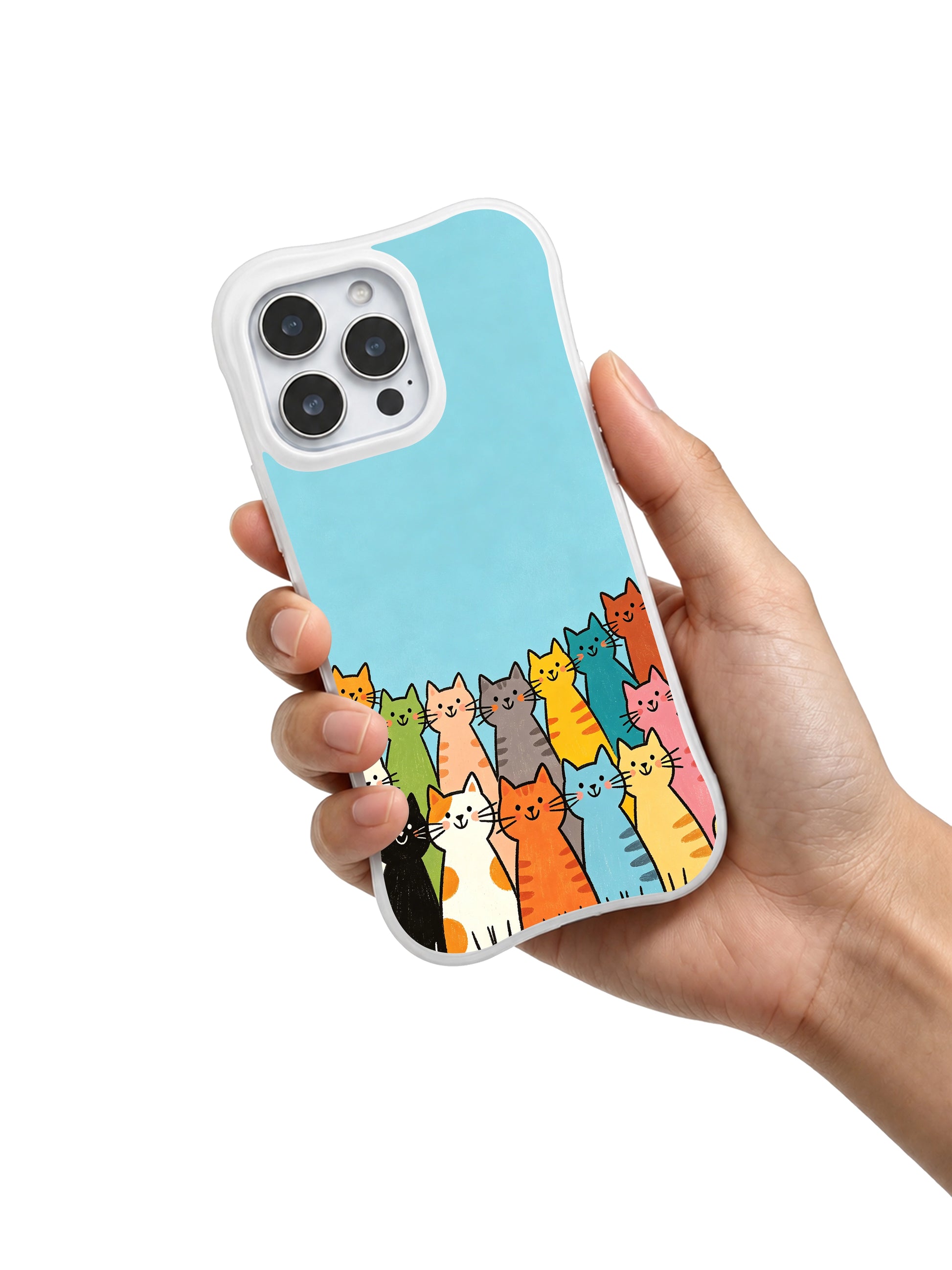 PhoneCasing iPhone 16 Pro Max featuring Rainbow Cat Group by Mimi Colorfield, diverse cats in every color celebrating their unique personalities together.