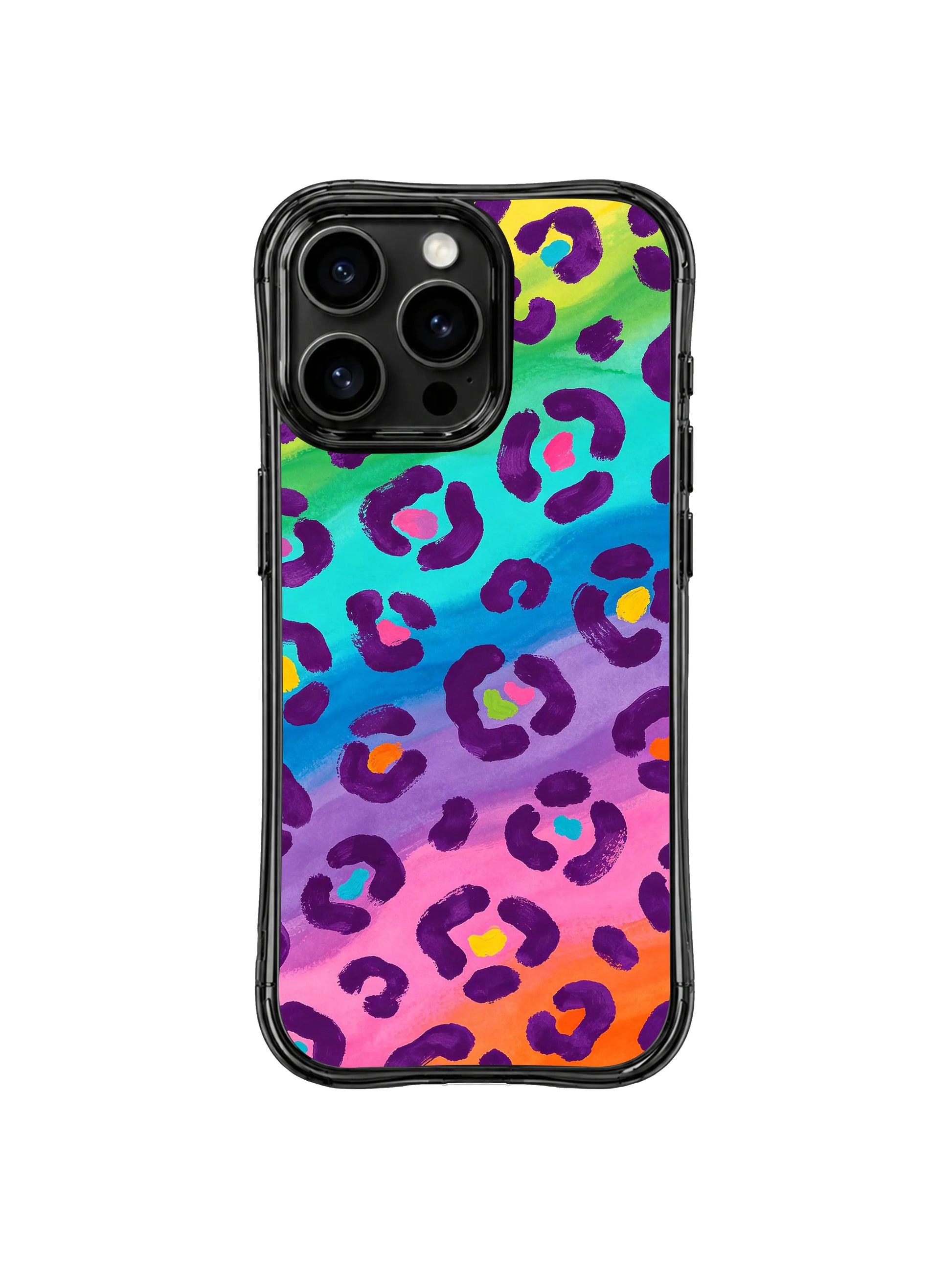 PhoneCasing rainbow leopard iPhone 14 Pro Case with precision camera cutout, perfectly aligned lens protection for iPhone 14 Pro, fade-resistant art print