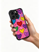Rainbow Stripe Heart Hot Pink Storm görseli içeren iPhone 13 Pro Max kılıfı