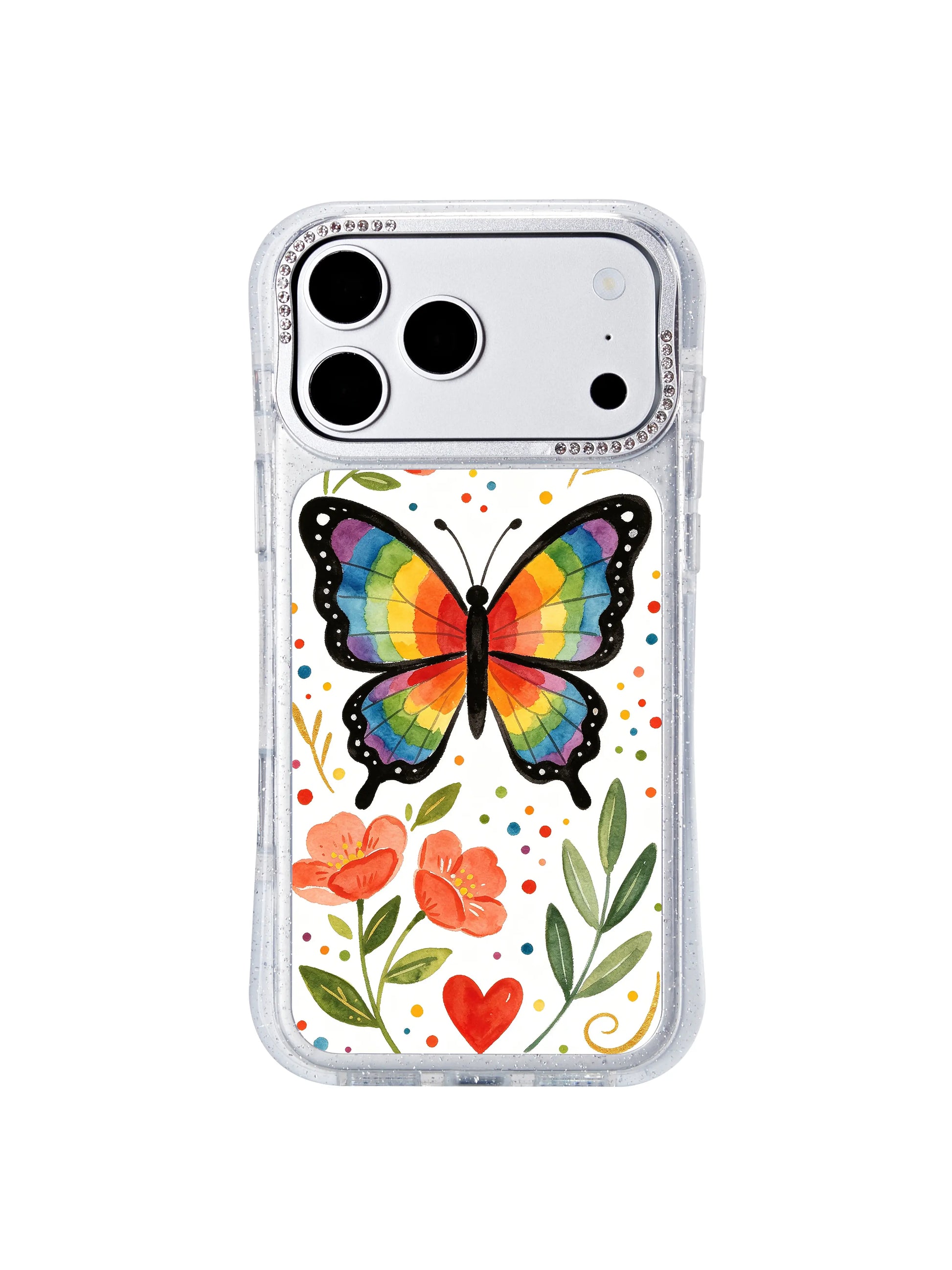 PhoneCasing heartfelt celebration gift iphone 17 pro Max casing with Aurelia Finch’s warm rainbow butterfly garden artwork, ideal for birthday, holiday and sentimental milestone gifting.