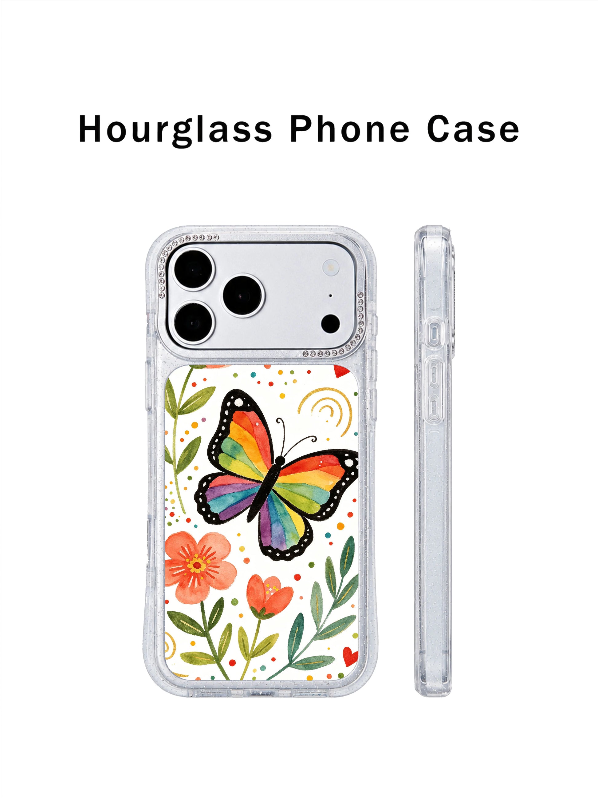 PhoneCasing heavy-duty drop shockproof iphone 17 pro Max casing with Aurelia Finch’s vibrant rainbow butterfly garden print, thick silicone corner protection without dulling artistic detail.