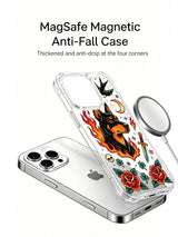 PhoneCasing iPhone 15 pro Case with limited-edition lucky charm doberman illustration, classic old school floral tattoo print, luxury personalized art phone casing made in USA.