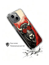 Kırmızı sarmal gözlüklü bizon görselli iPhone 13 kılıfı