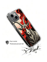Hypnotic red spiral frequency lens goat illustration by Rufus Vale for PhoneCasing iPhone 13 Case, exclusive curated fine art accessory manufactured at our California production facility.