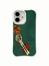 PhoneCasing classic old-school tattoo collectible skeleton bouquet iPhone 16 Case, four-corner thickened anti-drop shockproof protective iPhone 16 cover