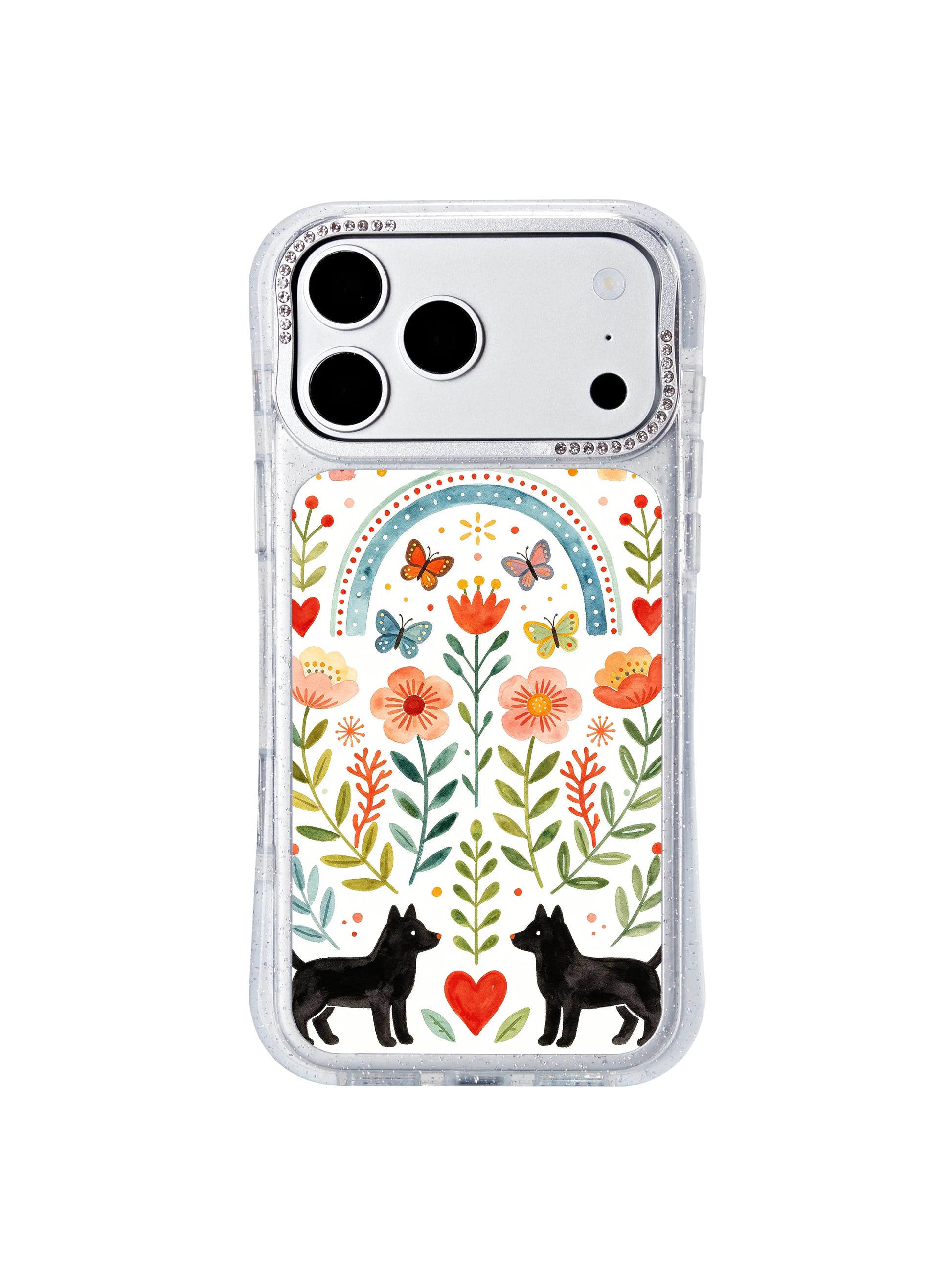 PhoneCasing thoughtful gift-ready iphone 17 pro Max case with retro hand-drawn rainbow arch bird artwork, ideal for birthday, anniversary and housewarming gifting for nature art enthusiasts.